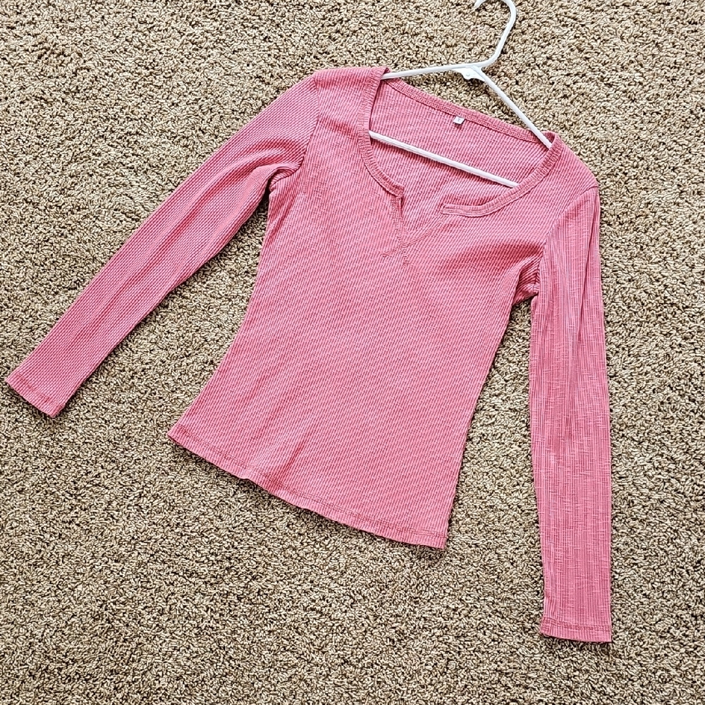 Elegant Pink Long Sleeve Women's Top